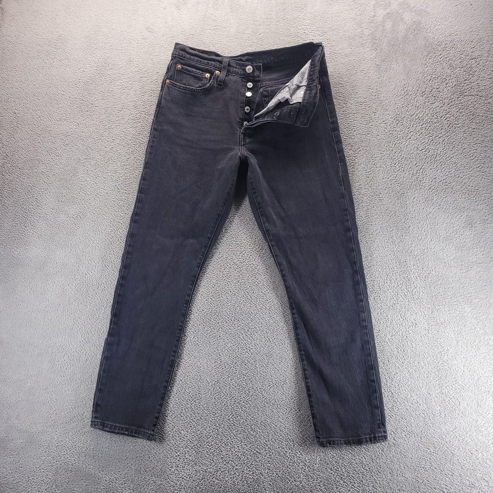 Levi's Jeans Womens 29 Black 501 S Skinny Charcoal Wash Button Fly Minimalist